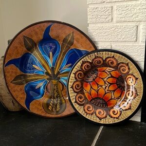 Large handpainted decorative wall hanging plate, Calla lilies